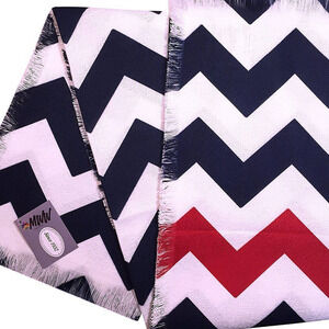 Navy Chevron Stripe Throw Soft Flannel Blanket Made in USA 50x60" NEW - A6367